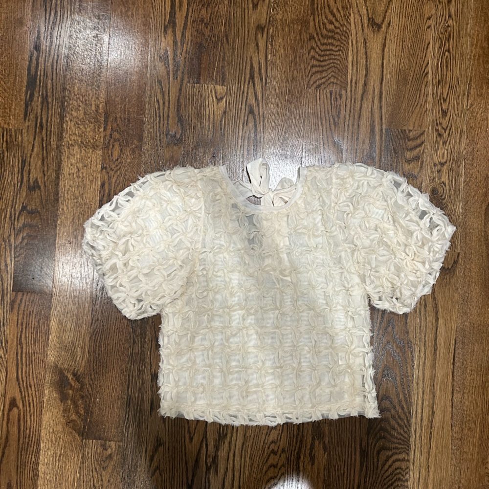 Cream blouse with bow